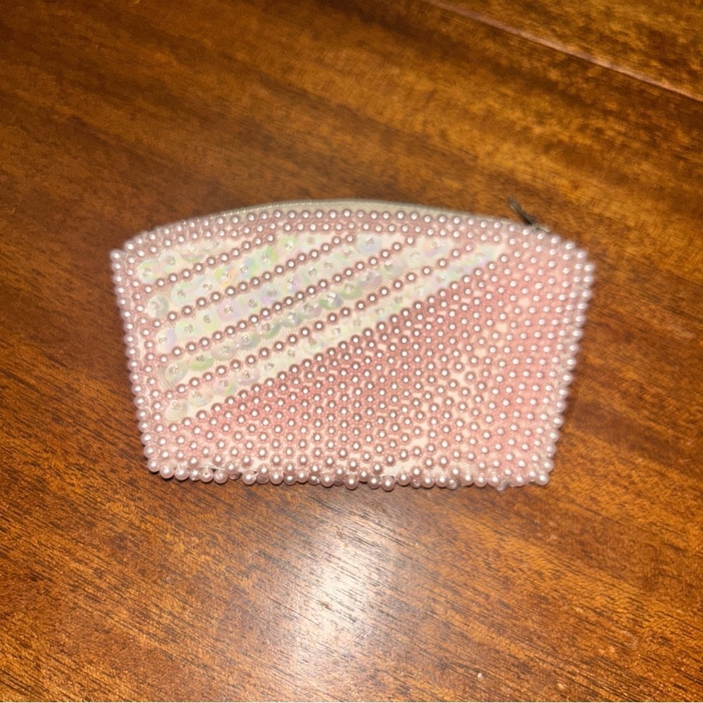 Pink Beaded Mini Clutch